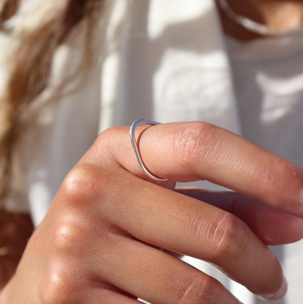 Model wearing Sterling silver summit ring 