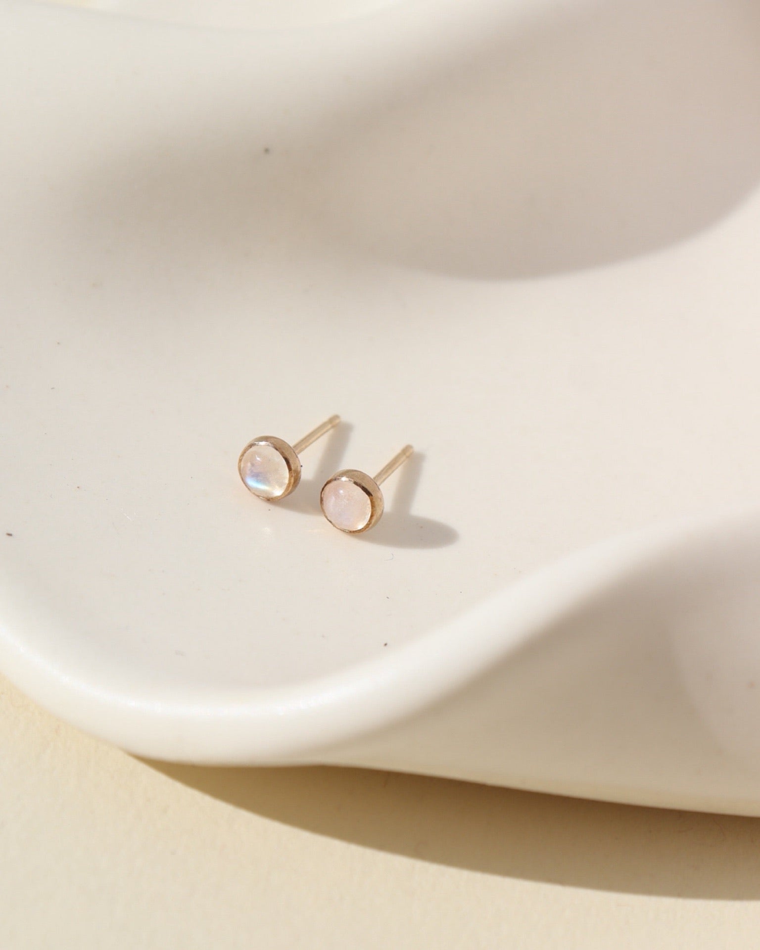 Moonstone Studs in 14k gold fill