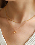 November Necklace — 14K gold fill or sterling silver necklace with a citrine marquise gemstone, November’s birthstone, lightweight and versatile for everyday wear.