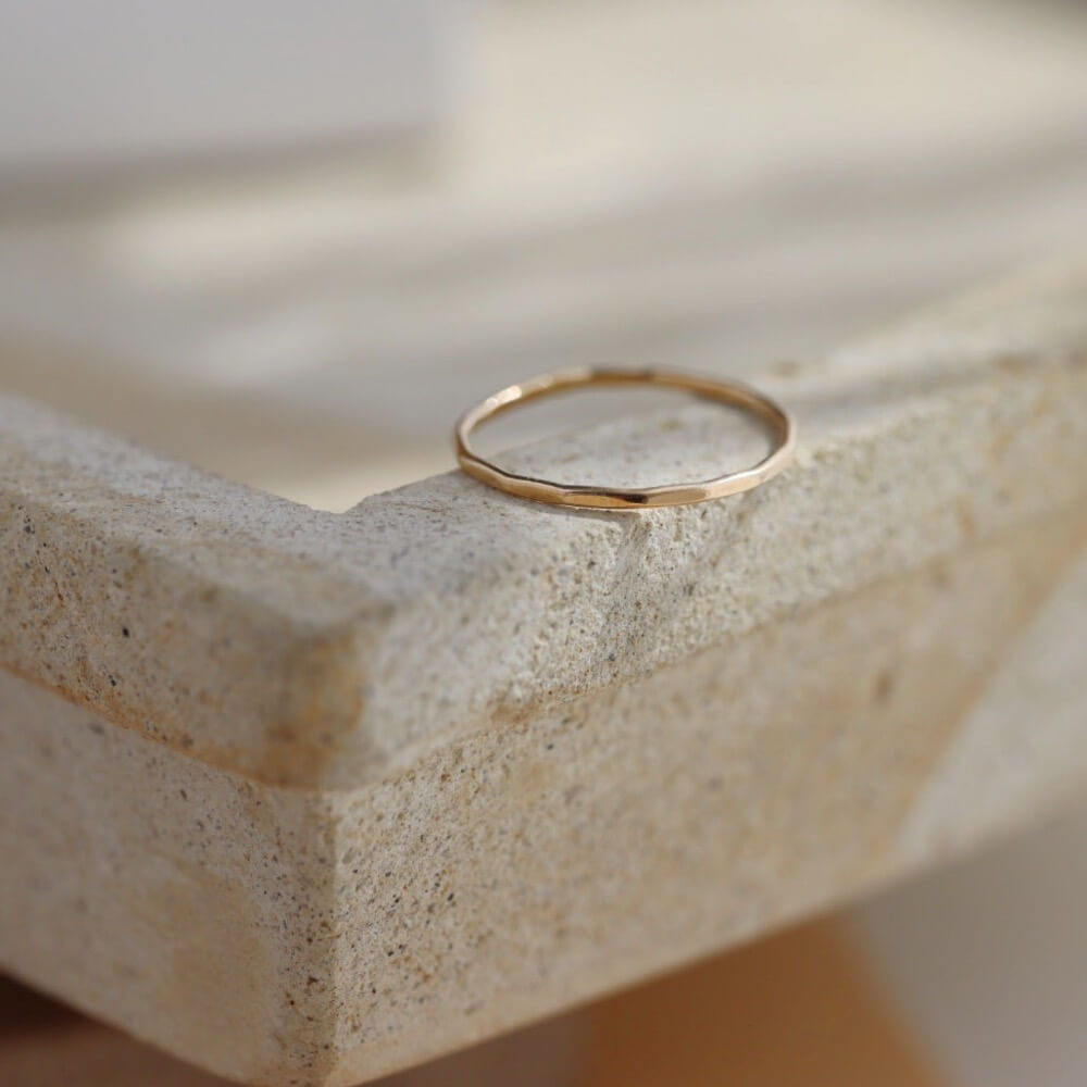 smooth, polished look or hand hammered version, 14k solid gold ring, stacking ring, simple band, simple 14k gold band, token jewelry, handmade jewelry