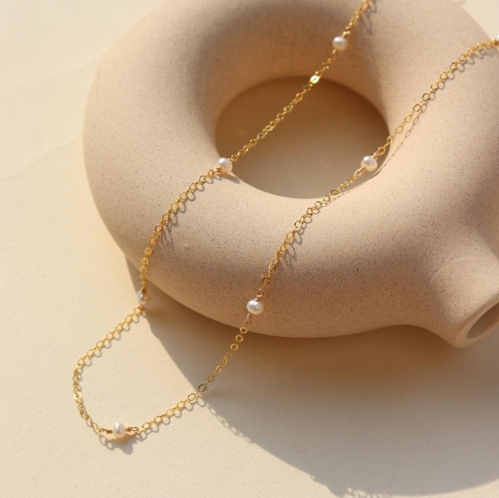 Pearl Halo Chain in 14k gold fill 