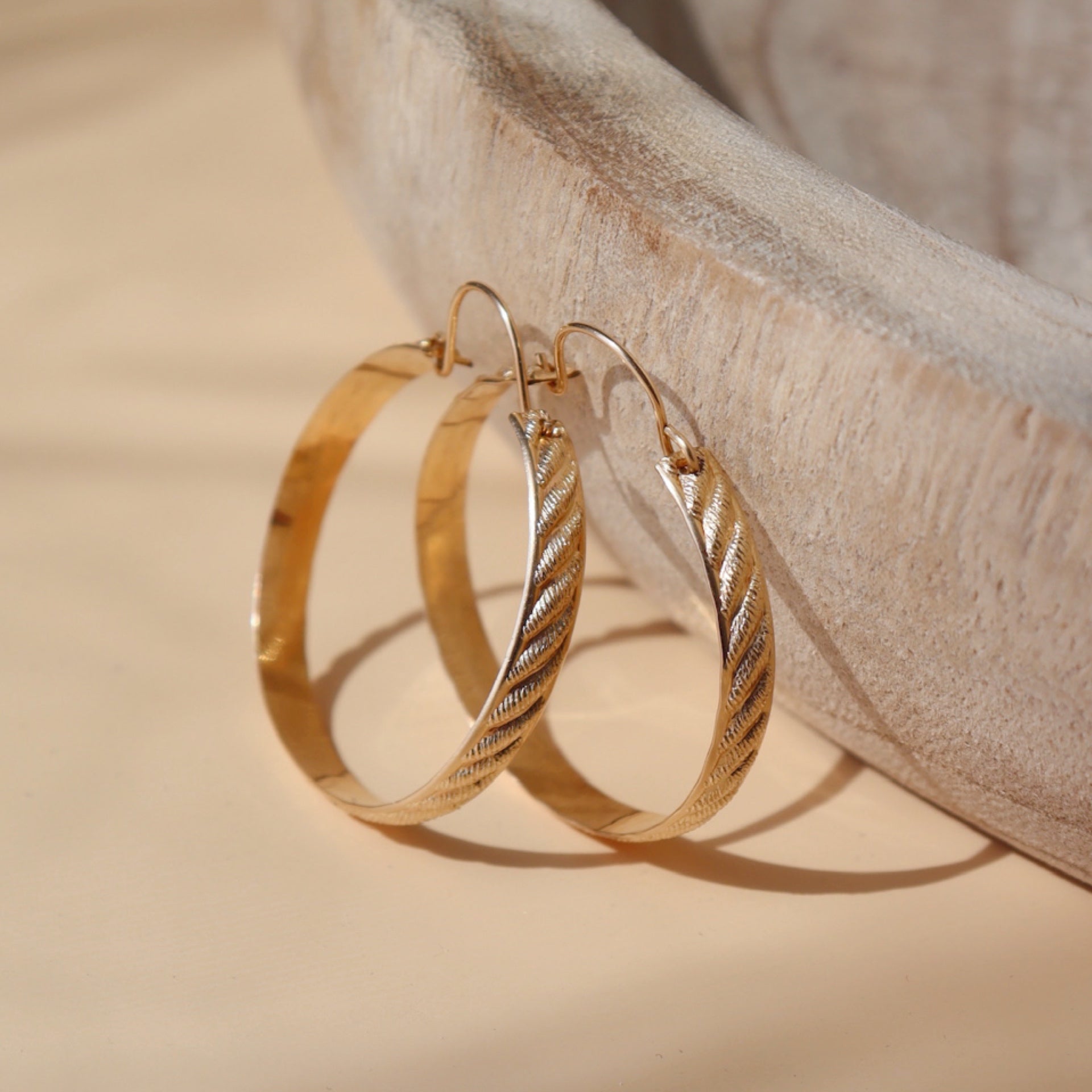 Ripple Hoops in 14k gold fill 