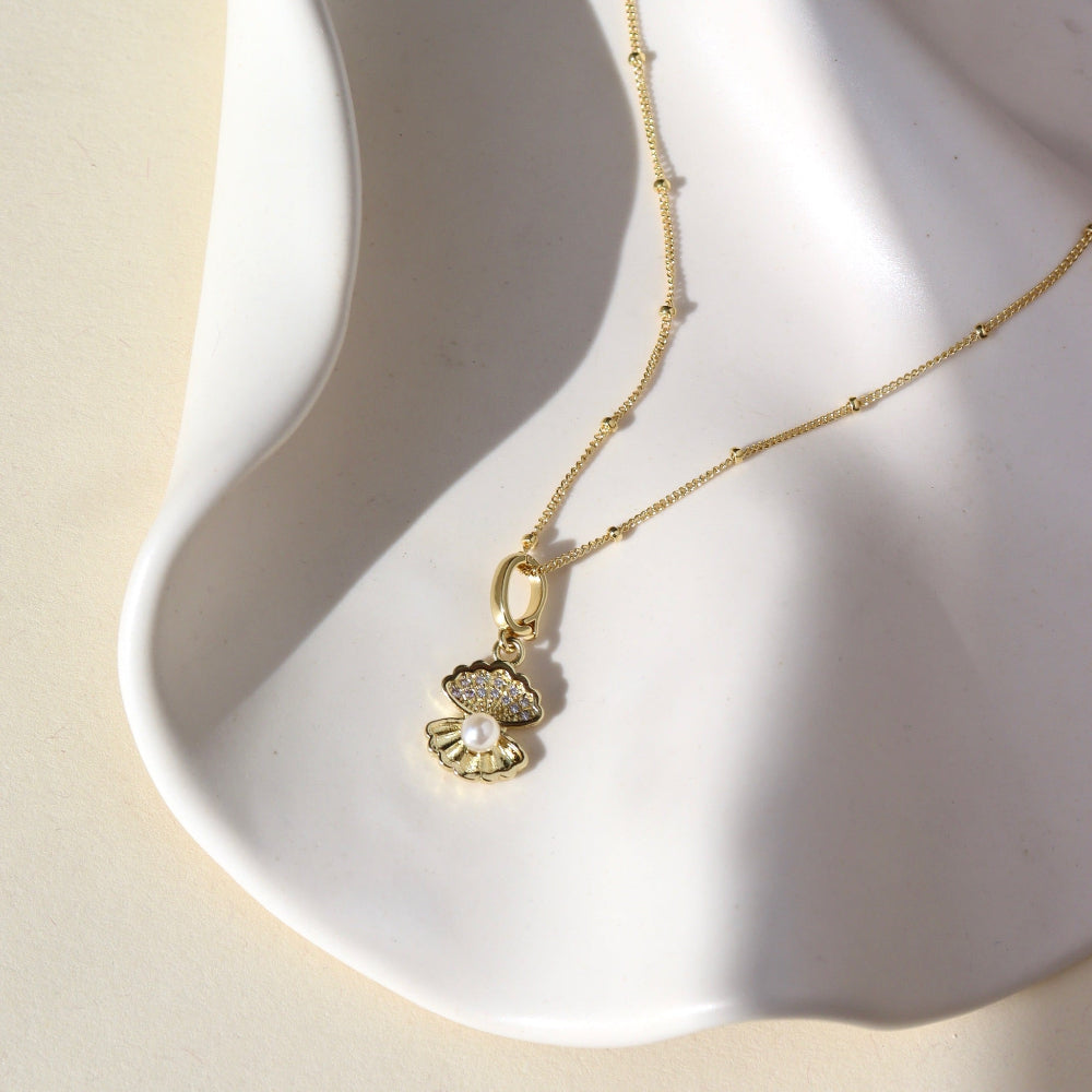 Sea Shell with Pearl Charm