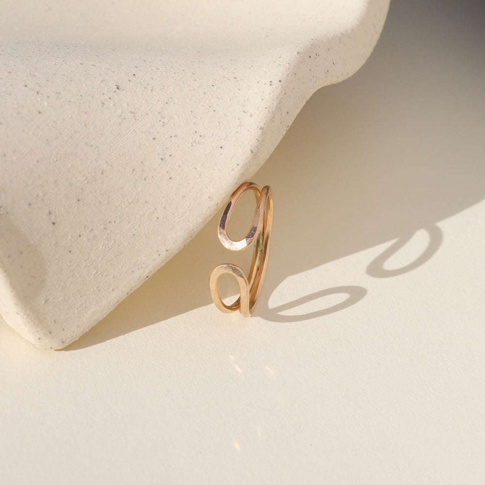 Teardrop Ring — open teardrop-shaped ring available in 14K gold fill or sterling silver, minimal and organic with a softly curved design.