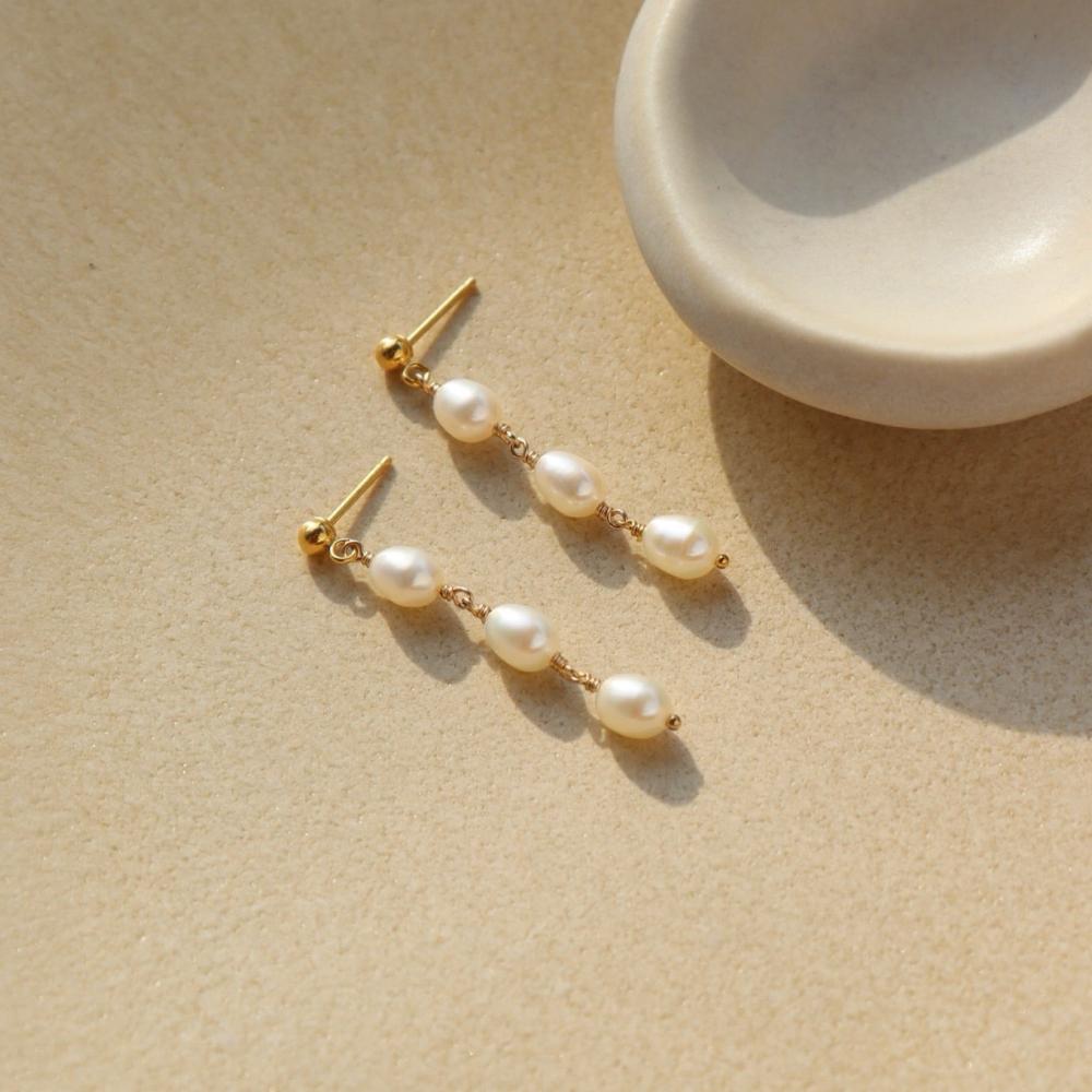 Trillium Pearl Earrings by Token Jewelry product photo