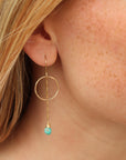 Desert Drop Earrings with turquoise teardrop, hand-forged circle, and delicate box chain—your go-to summer earrings.