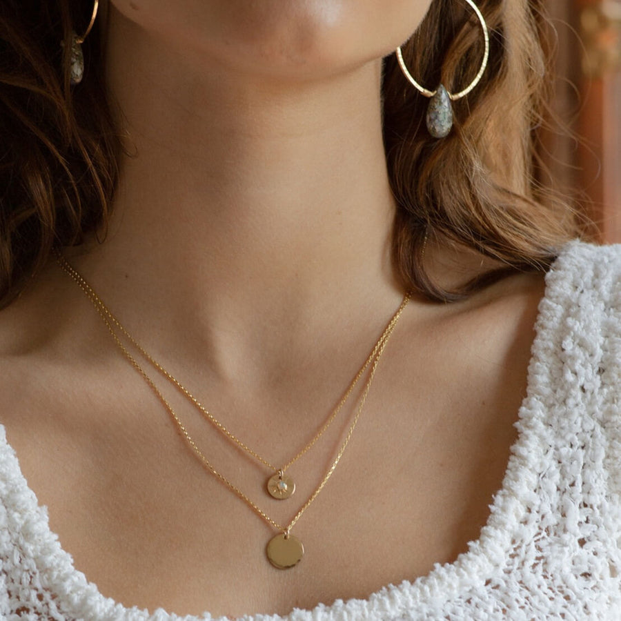 Mini Coin Necklace - Token Jewelry - jewelry store near me - eau claire jewelry store - handmade jewelry - minimalist jewelry - modern jewelry - 14k gold fill necklaces - sterling silver necklaces - womens everyday necklaces