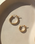 classic hoops, minimal gold hoops, clasp hoops, 14k gold filled hoop earrings, waterproof, earrings, gold earrings, token jewelry , women's fashion