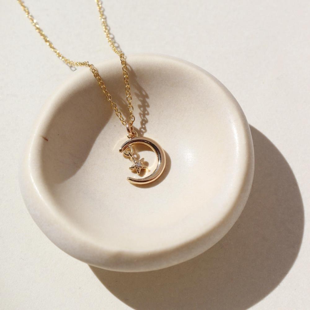 moon + star charm necklace token jewelry