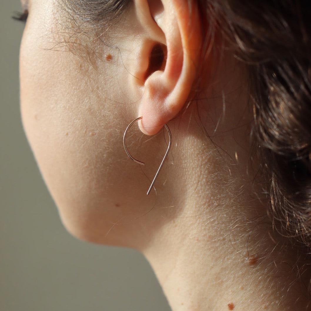 nine earrings worn by a model