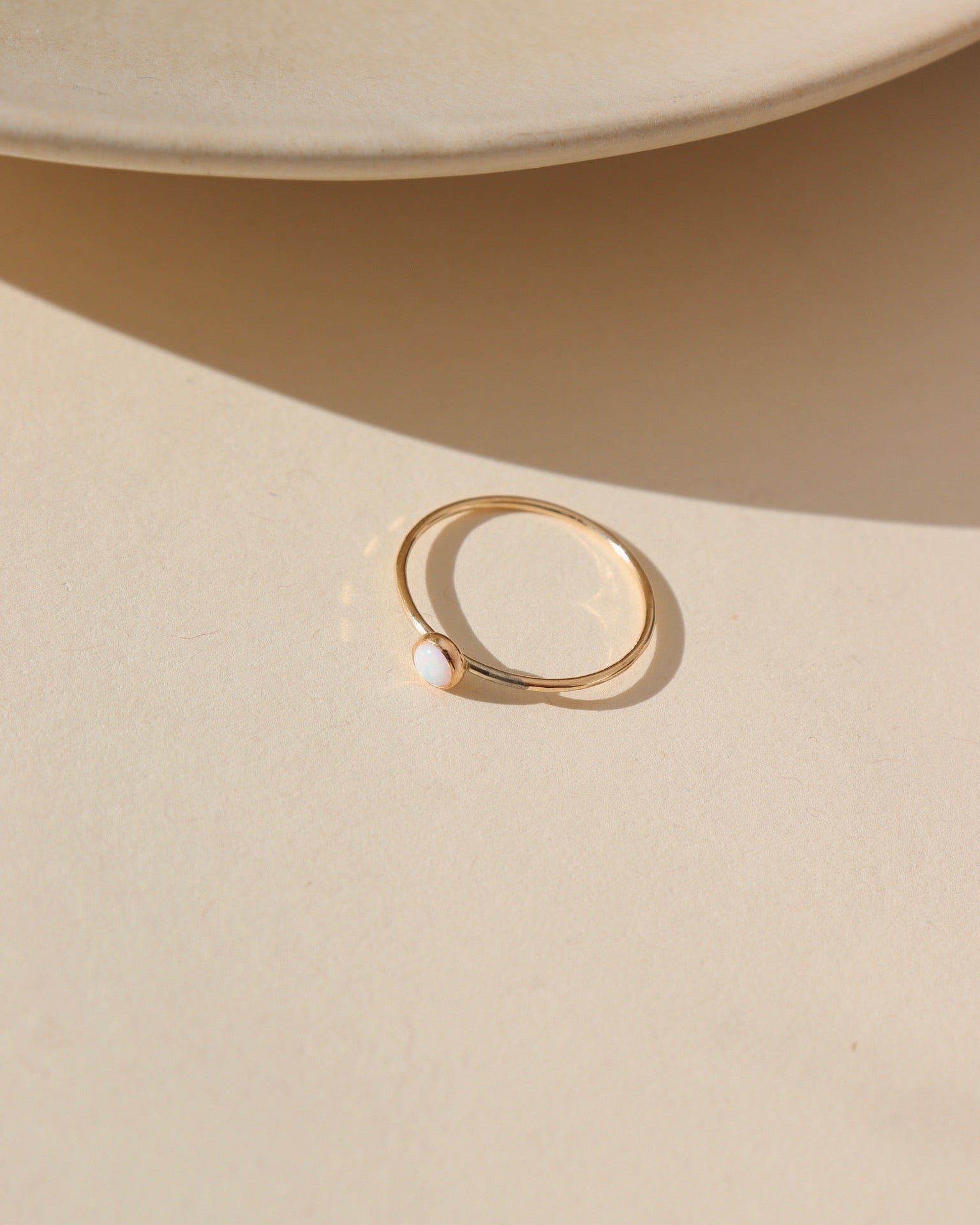 14k gold fill bezel band with 4mm opal stone