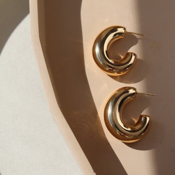 statement gold hoops handmade by Token Jewelry in Eau Claire, Wisconsin