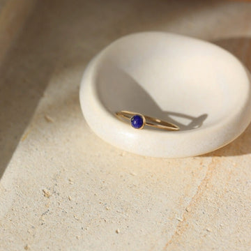 gold fill - sterling silver - lapis blue gemstone - 4mm gemstone setting - locally handmade in our studio in Eau Claire, WI - Token Jewelry