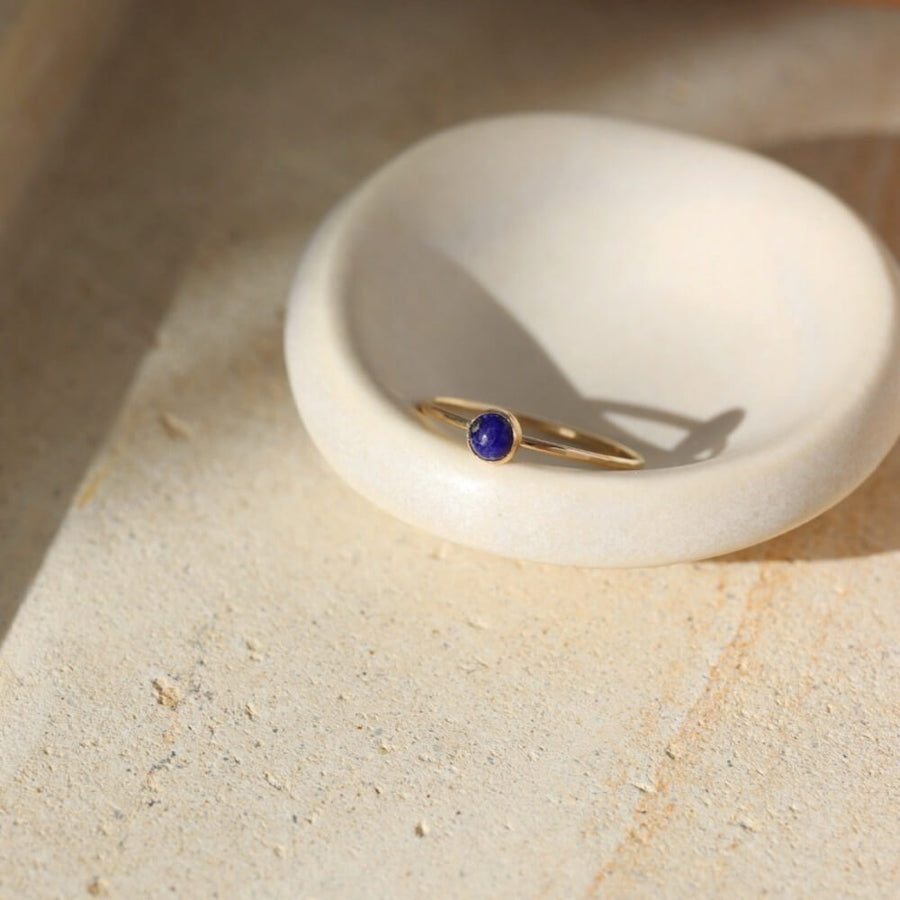 gold fill - sterling silver - lapis blue gemstone - 4mm gemstone setting - locally handmade in our studio in Eau Claire, WI - Token Jewelry