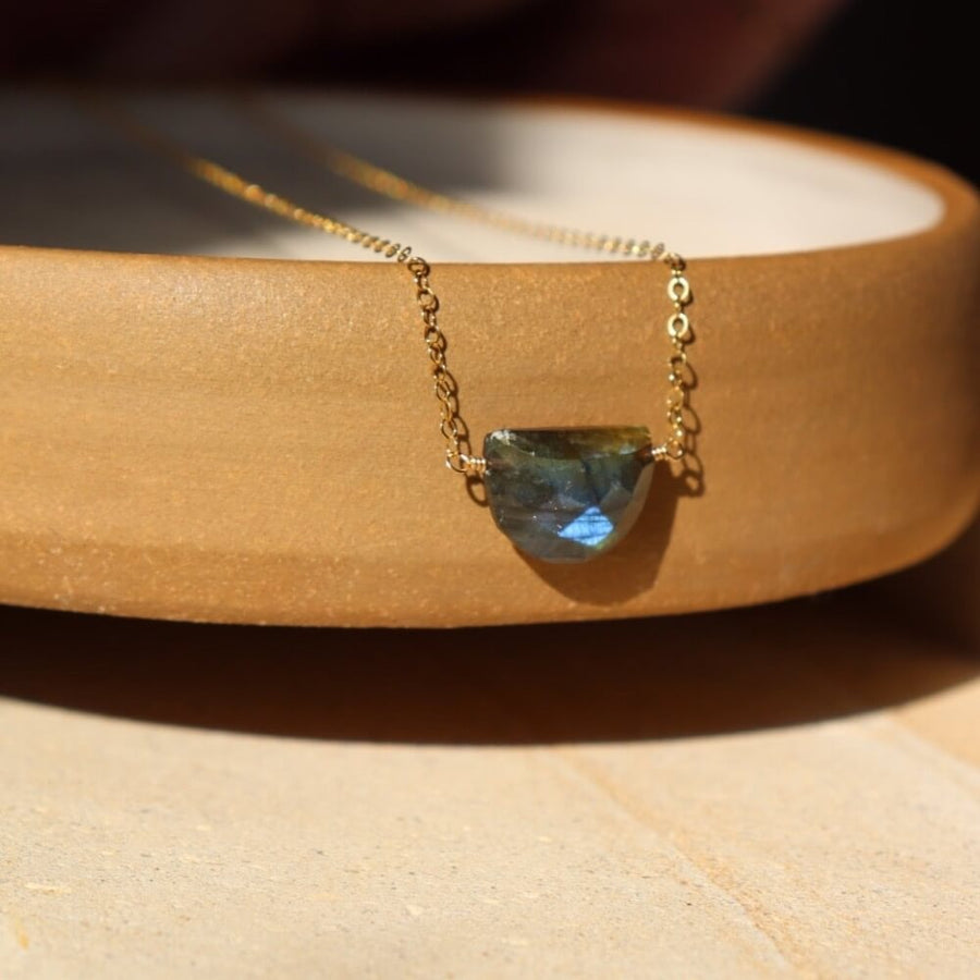 Labradorite Half Moon Necklace - Token Jewelry Designs - gemstone necklaces - minimal everyday jewelry