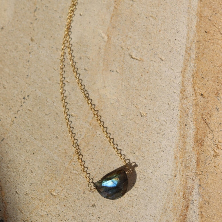 Labradorite Half Moon Necklace - Token Jewelry Designs - gemstone necklaces - minimal everyday jewelry
