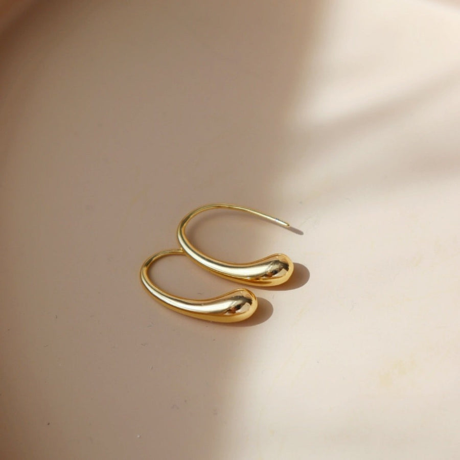 Golden Drop Earrings - Token Jewelry - drop shaped gold earring, 14k gold fill jewelry 