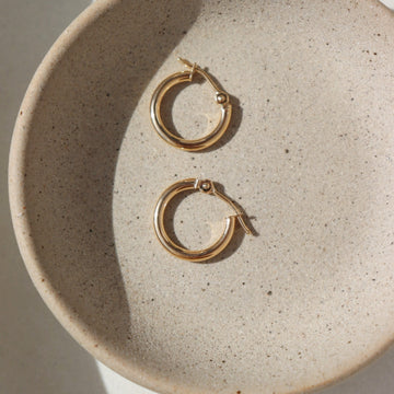 solid gold jewelry, everyday gold hoops, solid gold jewelry, everyday jewelry, solid gold, handmade in wisconsin, handmade jewelry, made in the USA, handmade solid gold, solid gold jewelry, everyday jewelry